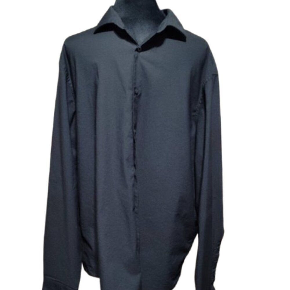 Calvin Klein Black Long Sleeve Dress Shirt Oeko Tex Extra Large Slim Fit